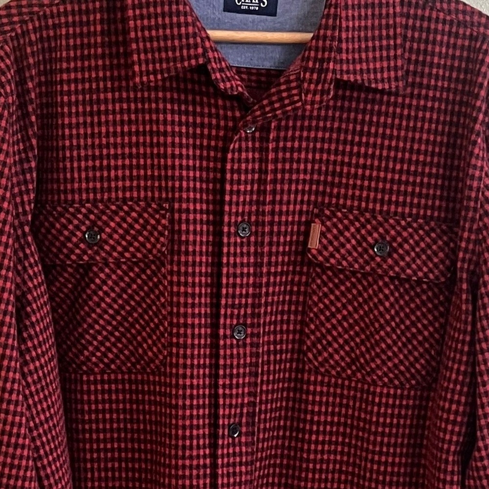 Chaps Heavy Red Black Plaid Lumber Jack Flannel Long Sleeve Shirt Size XL Men's - Picture 1 of 7